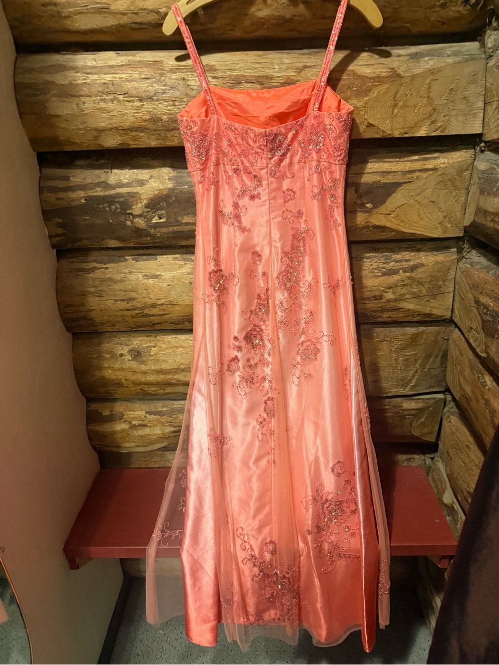 😍NWOT Gorgeous Vintage Cache Coral Ombré Beaded Embroidered Evening Dress 4 - Picture 2 of 3